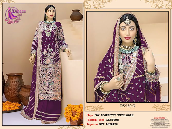 Dinsaa 150 E To H Wholesale Georgette Pakistani Suit Catalog